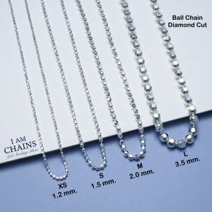925 Ball diamond cut silver necklace