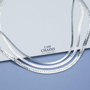 Flat chain silver necklace