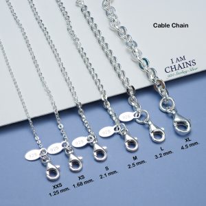 Cable chain silver necklace with tag