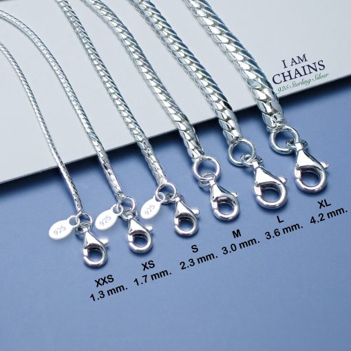 Oval curb silver chain