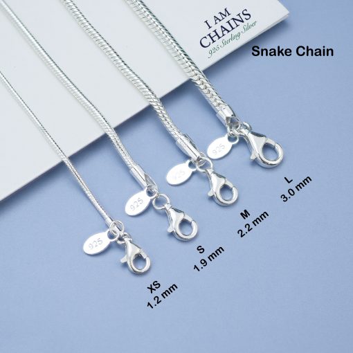 snake chain silver necklace with tag