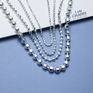 925 silver Ball diamond cut necklace