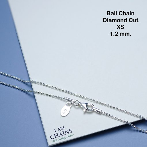 Ball diamond cut silver necklace 18"