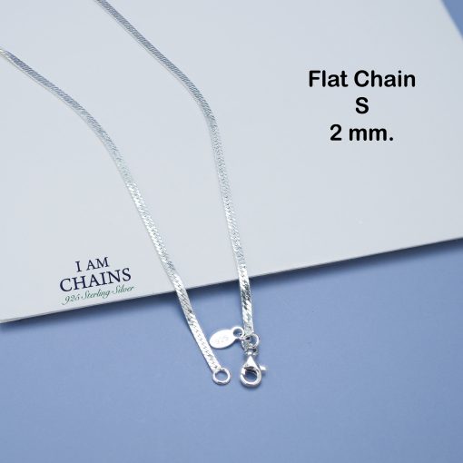 Flat chain silver necklace 18"