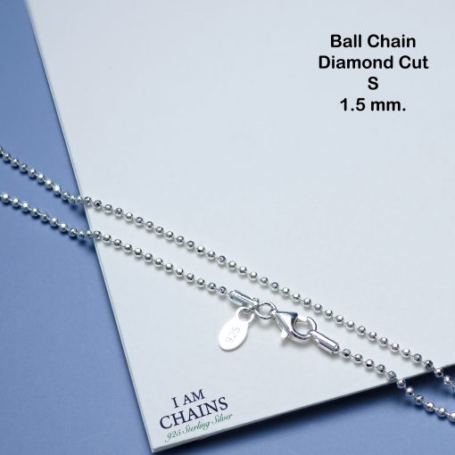 Ball diamond cut silver necklace shining