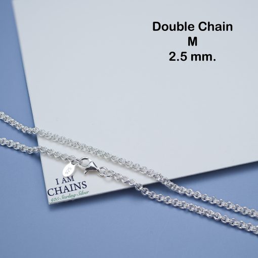 Double chain Silver Necklace 20"