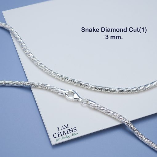 Snake Diamond cut Silver Necklace