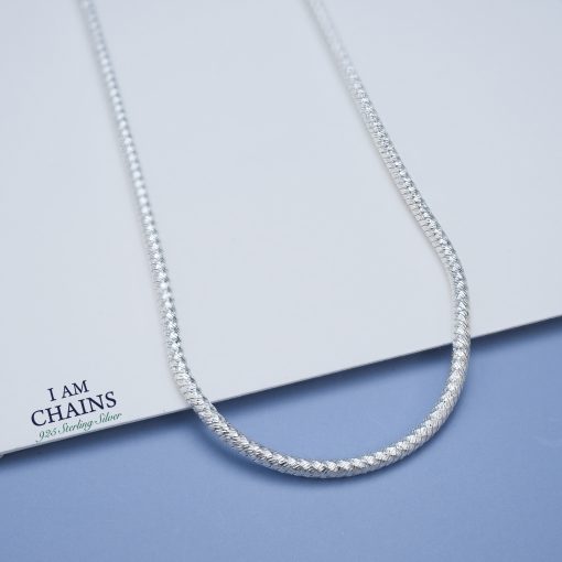 Snake Diamond cut Silver Necklace