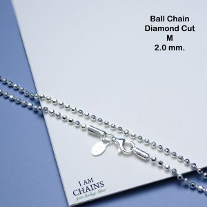 Ball diamond cut silver necklace 20