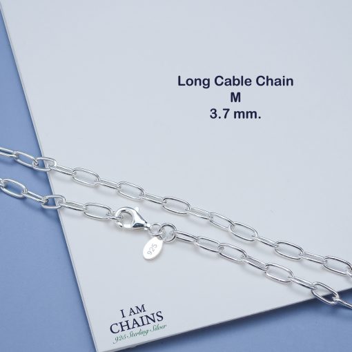 Long Cable Silver Necklace 925