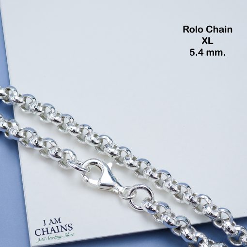 Big Rolo chain silver necklace