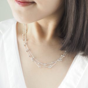 bead chain silver necklace 18"