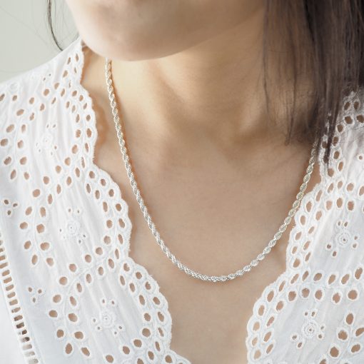 Classic Rope Chain Silver Necklace